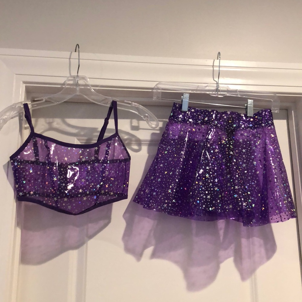 iheartraves PVC skirt and top XS